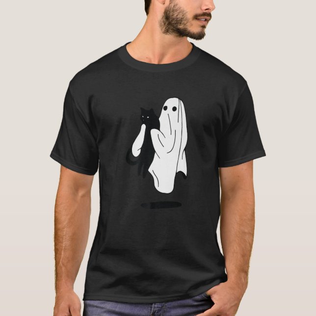 Camiseta Spooky Season Cat Lover Halloween Costume Black Ca (Frente)