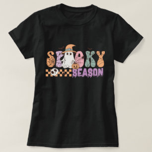 Camiseta Spooky Season Cute Ghost Retro Halloween
