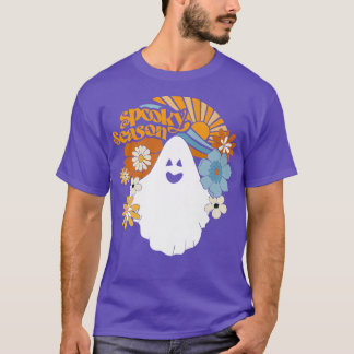 Camiseta Spooky Season Floral Ghost Sunshine Funny Hallowee