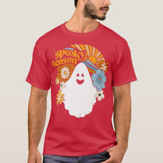 Camiseta Spooky Season Floral Ghost Sunshine Funny Hallowee
