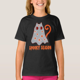 Camiseta Spooky Season Groovy Ghost Cat Halloween