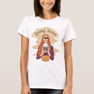 Camiseta Spooky Season Halloween Groovy Pumpkin Cute Ghost