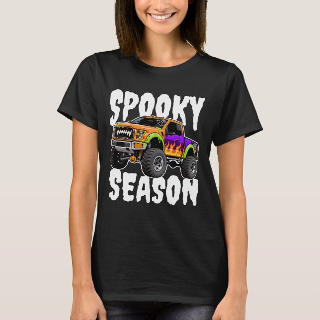 Camiseta Spooky Season Halloween Monster Giant Truck (Frente)