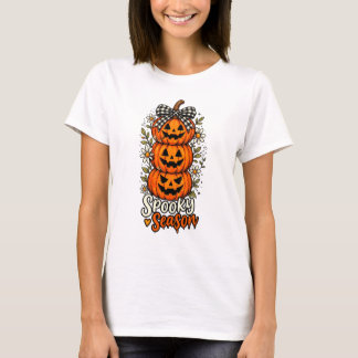 Camiseta Spooky Season Pilha de Abóboras Halloween