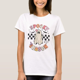 Camiseta Spooky Season Retro Feliz Halloween Mulheres Fanta