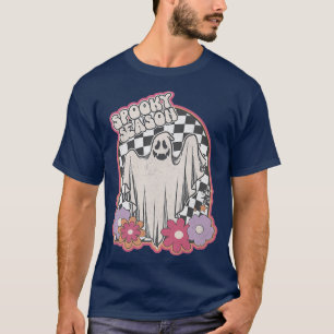 Camiseta Spooky Season Retro Halloween Floral Ghost Cute Gr