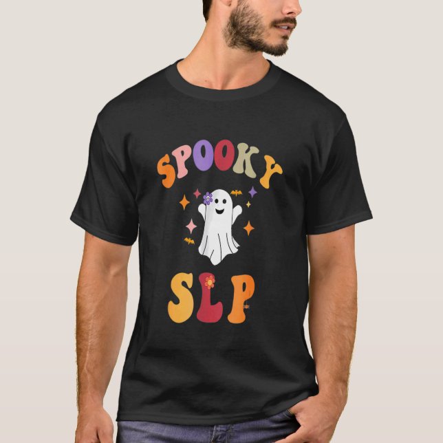 Camiseta Spooky SLP Groovy Halloween Language Pathol (Frente)
