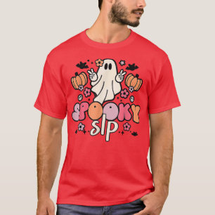 Camiseta Spooky SLP Retro Groovy Halloween Língua de Fala