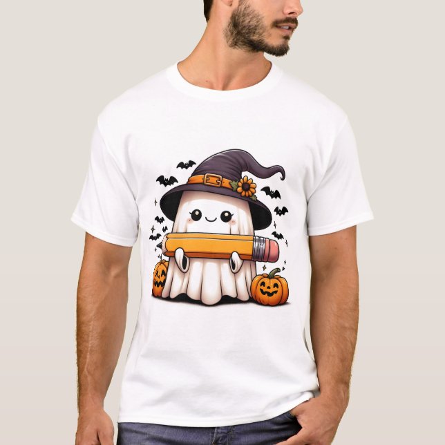 Camiseta Spooky Smart: Professora Fantasma T-Shirt (Frente)