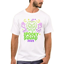 Spooky Squad 2025 Halloween Neon Ghost Pumpkin