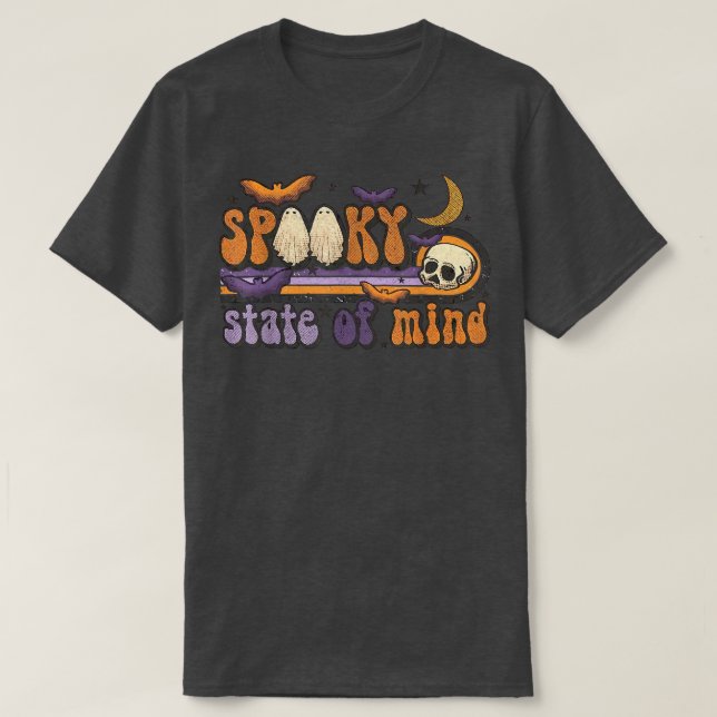 Camiseta Spooky State of Mind Halloween Spooky Retro Ghost (Frente do Design)