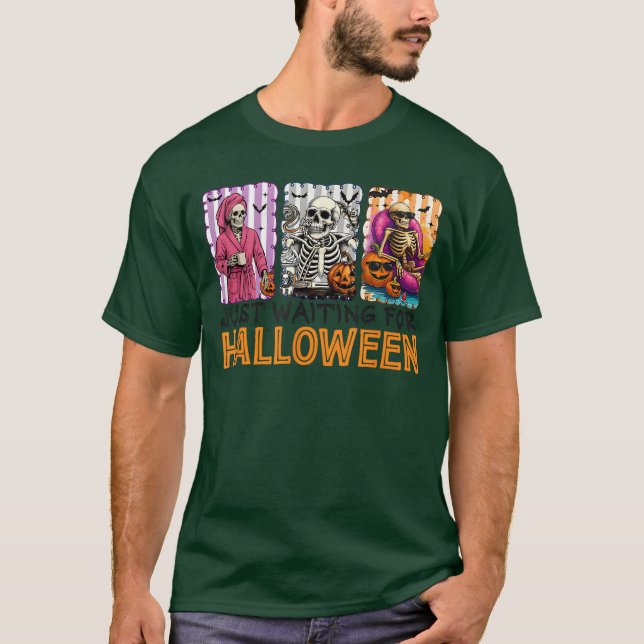 Camiseta Spooky Summer Skeleton Just Waiting For Halloween  (Frente)