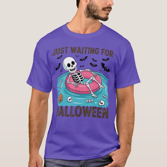 Camiseta Spooky Summer Skeleton Just Waiting For Halloween  (Frente)