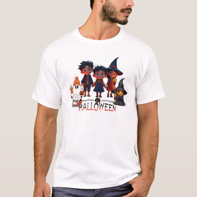Camiseta Spooky Sweet Halloween Friends - Adorable Cartoon  (Frente)
