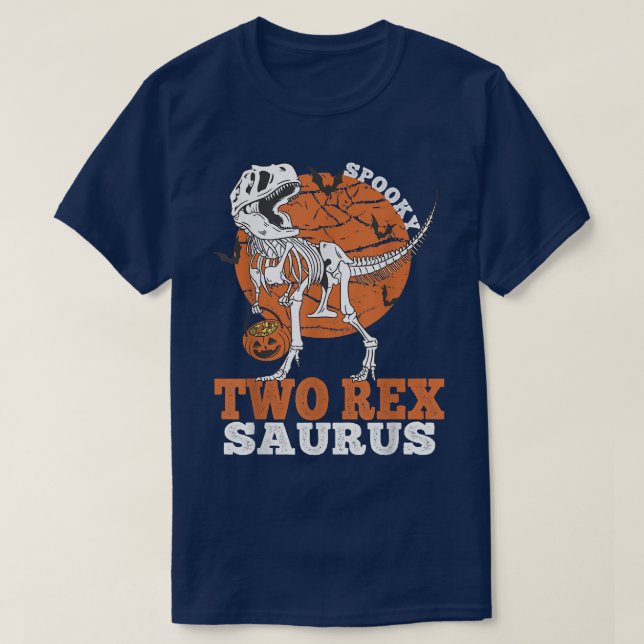 Camiseta Spooky T Rex Saurus Dinosaur Skeleton T rex Pumpki (Frente do Design)