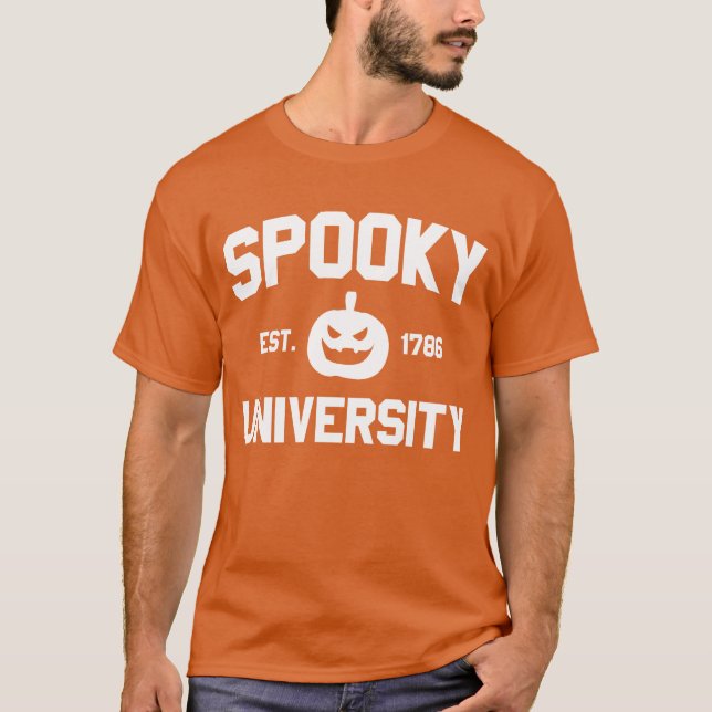 Camiseta Spooky University criou 1786 Pumpkin U (Frente)