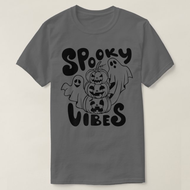 Camiseta Spooky Vibes Ghost Scary Pumpkin Face Funny Hallow (Frente do Design)