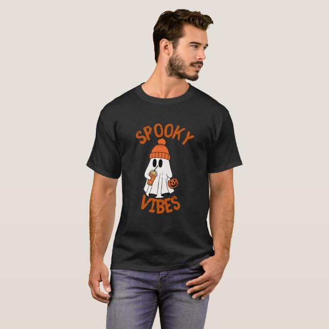 Camiseta  spooky vibes Halloween cute ghost (Frente Completa)