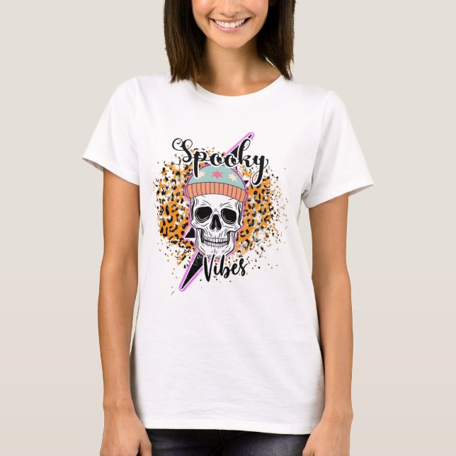 Camiseta Spooky Vibes Leopard Halloween  (Frente)