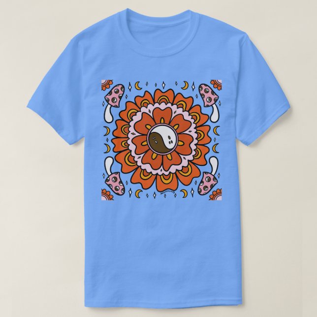 Camiseta Spooky Yin Yang Flower (Frente do Design)