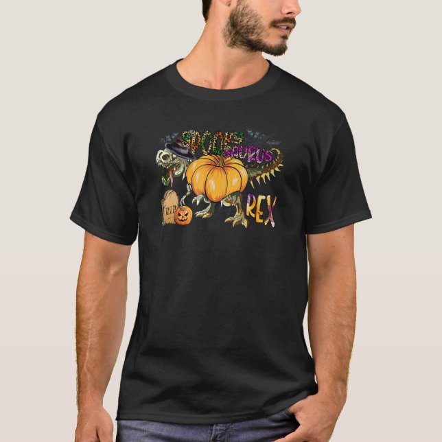 Camiseta Spookysaurus Rex Halloween Spooky Dinossaur Skelet (Frente)