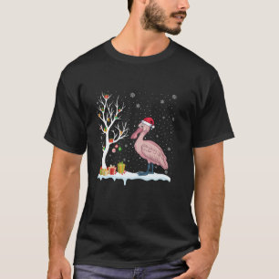 Camiseta Spoonbill Santa Hat Árvore Festiva Natal Claro P
