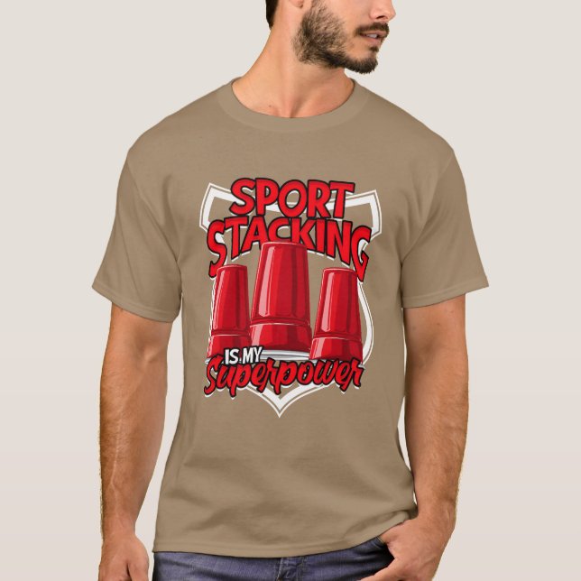 Camiseta Sport Stacking É Meu Superpoder retro retro (Frente)