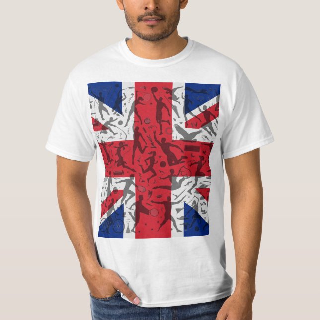 Camiseta Sportliches T-Shirt mit Union Jack Flagge (Frente)