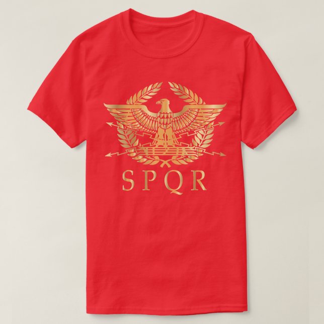 Camiseta SPQR Roman Empire Standard Eagle Emblem Vintage (Frente do Design)