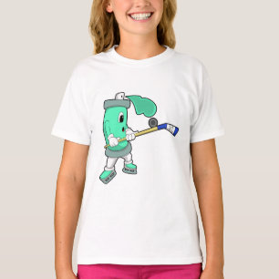 Camiseta spray de gelo no hóquei de gelo com bastão de h
