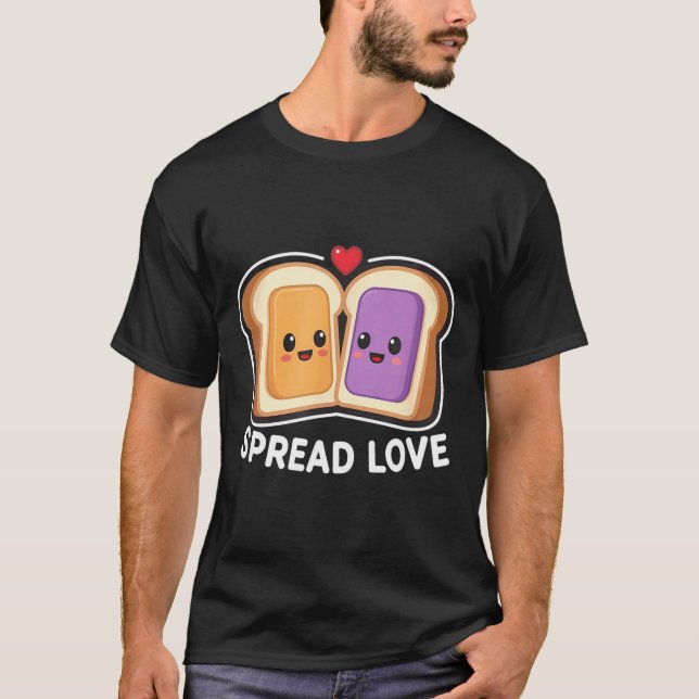 Camiseta Spread Love Peanut Butter And Jelly Valentine Desi (Frente)