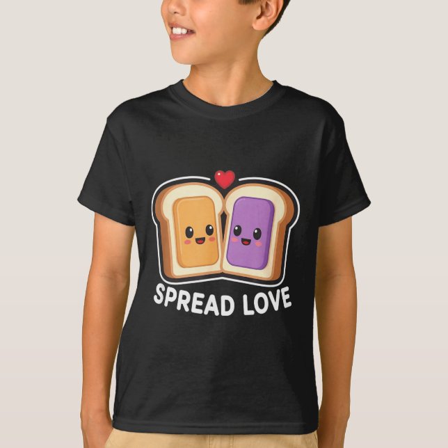 Camiseta Spread Love Peanut Butter And Jelly Valentine Desi (Frente)