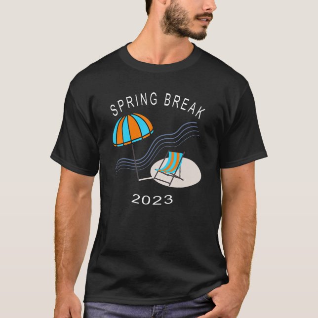 Camiseta Spring Break 2023 Beach Cadeira Umbrella Trabalho  (Frente)