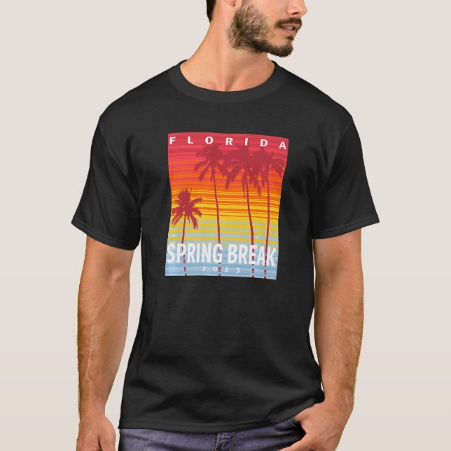 Camiseta Spring Break 2023 Florida Palm Trees Trabalho de a (Frente)