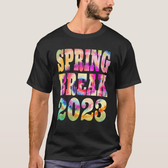 Camiseta Spring Break 2023  Groovy Tie Dye Matching Family  (Frente)