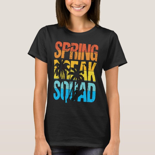 Camiseta Spring Break Squad Beach Surfer Palm Tree Artwork (Frente)