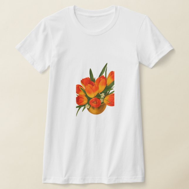 Camiseta Spring Harmony – Orange & Yellow Tulips (Postura )