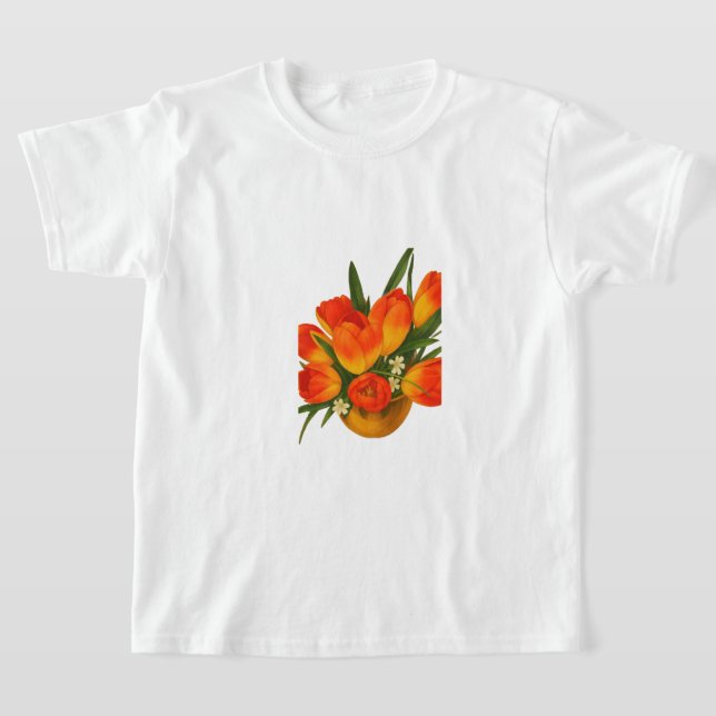 Camiseta Spring Harmony – Orange & Yellow Tulips (Postura )