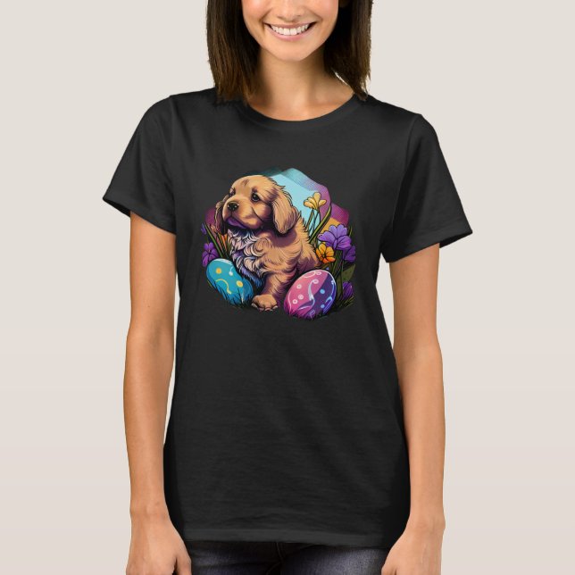 Camiseta Spring into Easter with this cute Dog Illustration (Frente)