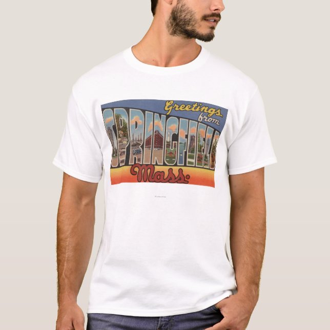 Camiseta Springfield, Massachusetts - grande letra (Frente)
