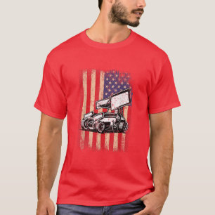 Camiseta Sprint Car Track Racing USA Flag Veterans Day