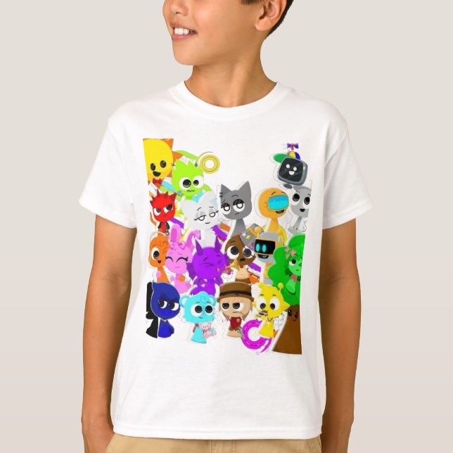 Camiseta Sprunki Group! | Simon Oren Funbot Pinki Wenda  (Frente)