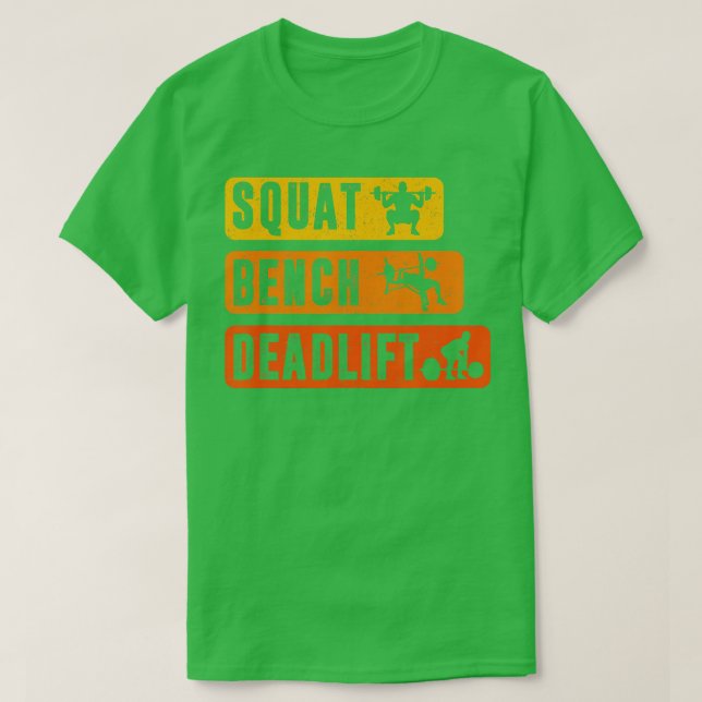 Camiseta SQUA BENCH DEADLIF Powerlifter Fitnes de Construçã (Frente do Design)
