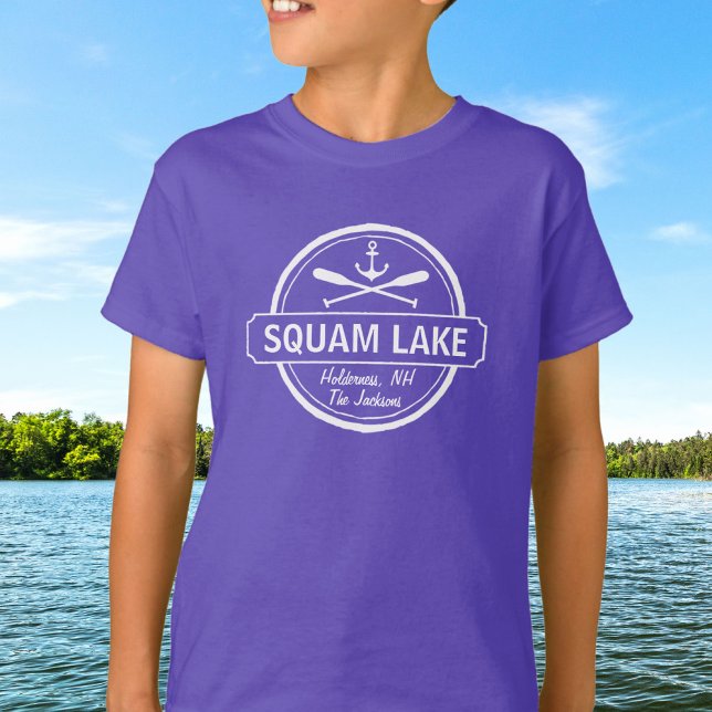 Camiseta Squam Lake NH — cidade personalizada, nome e âncor (Criador carregado)
