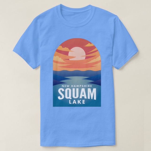 Camiseta Squam Lake NH Retro Sunset  (Frente do Design)