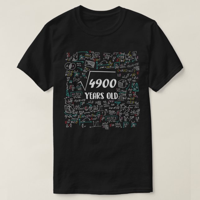 Camiseta Square Root Of 4900 Bday Math 70th Birthday 70 Yea (Frente do Design)