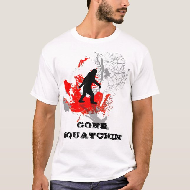 Camiseta Squatchin ido, bigfoot preto (Frente)
