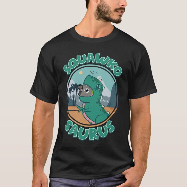 Camiseta Squawkosaurus Rex Parrot I Dusky com a cabeça Conu (Frente)