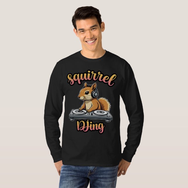 Camiseta Squirrel DJ Party Vibes Funny Retro DJ T-Shirt (Frente Completa)