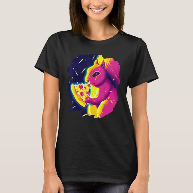Camiseta Squirrel Eating Pizza  Cool Cute Squirrels Pizza 1 (Frente)